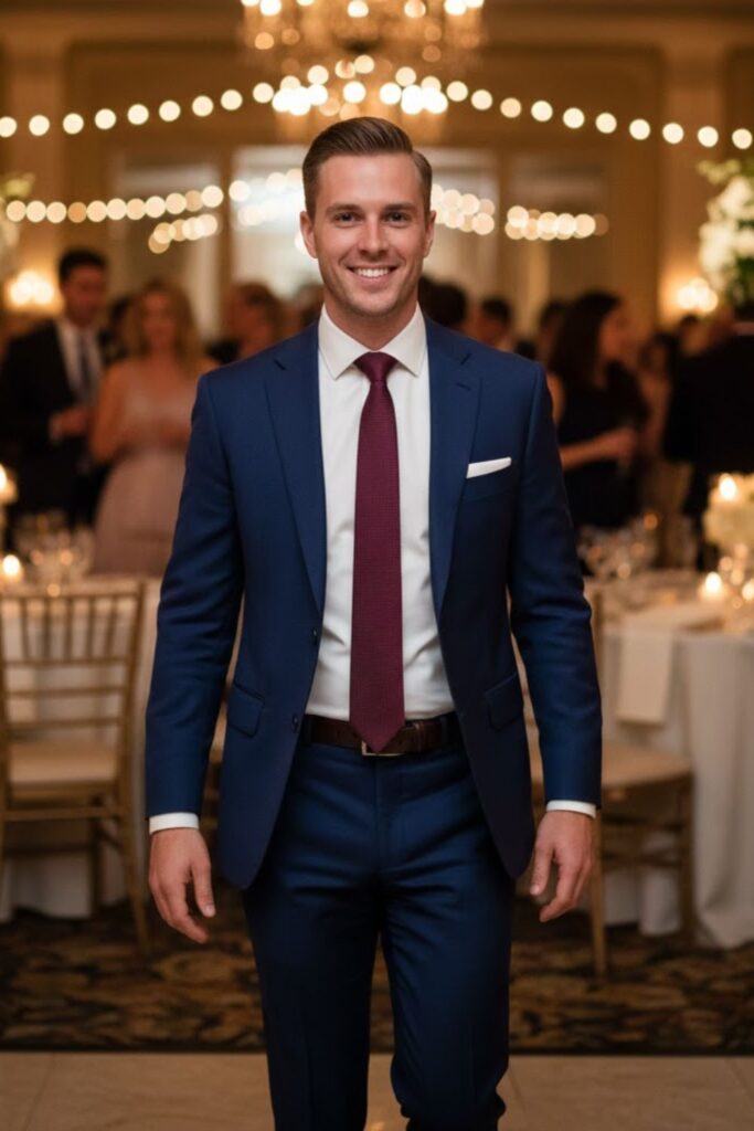 1. Classic Navy Suit With White Shirt
