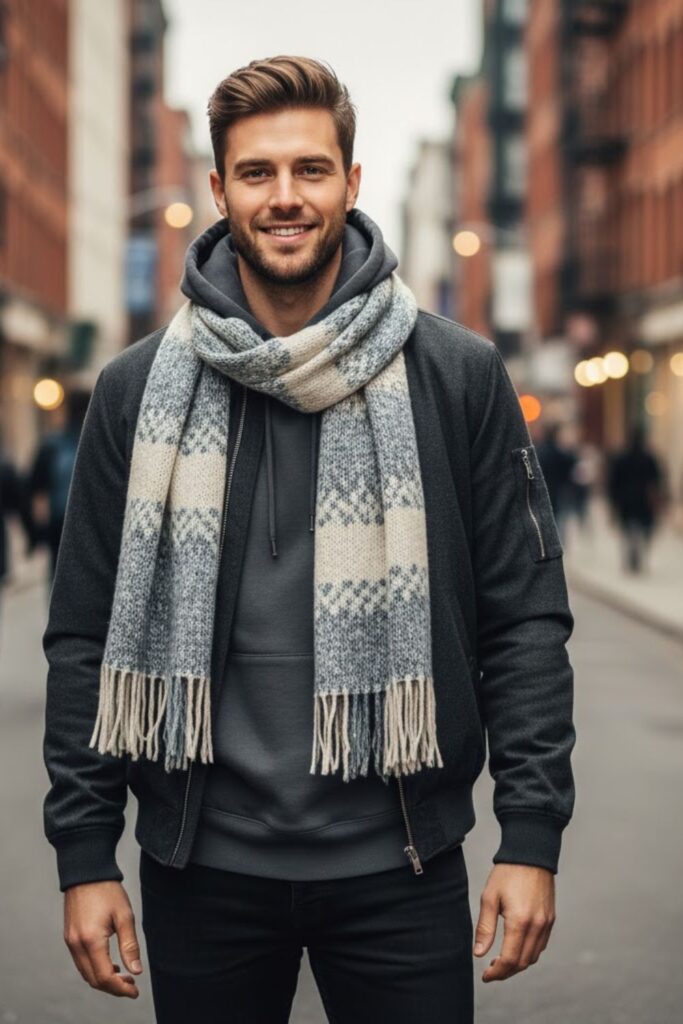 10. Casual Hoodie with Scarf Layering