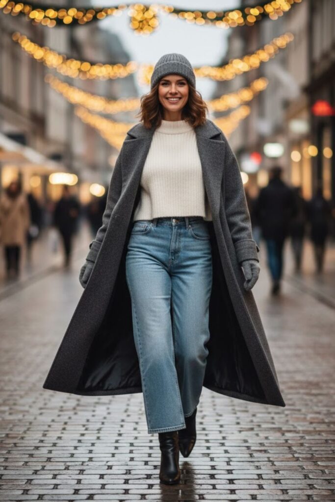 11. Cropped Knit Top and Long Coat