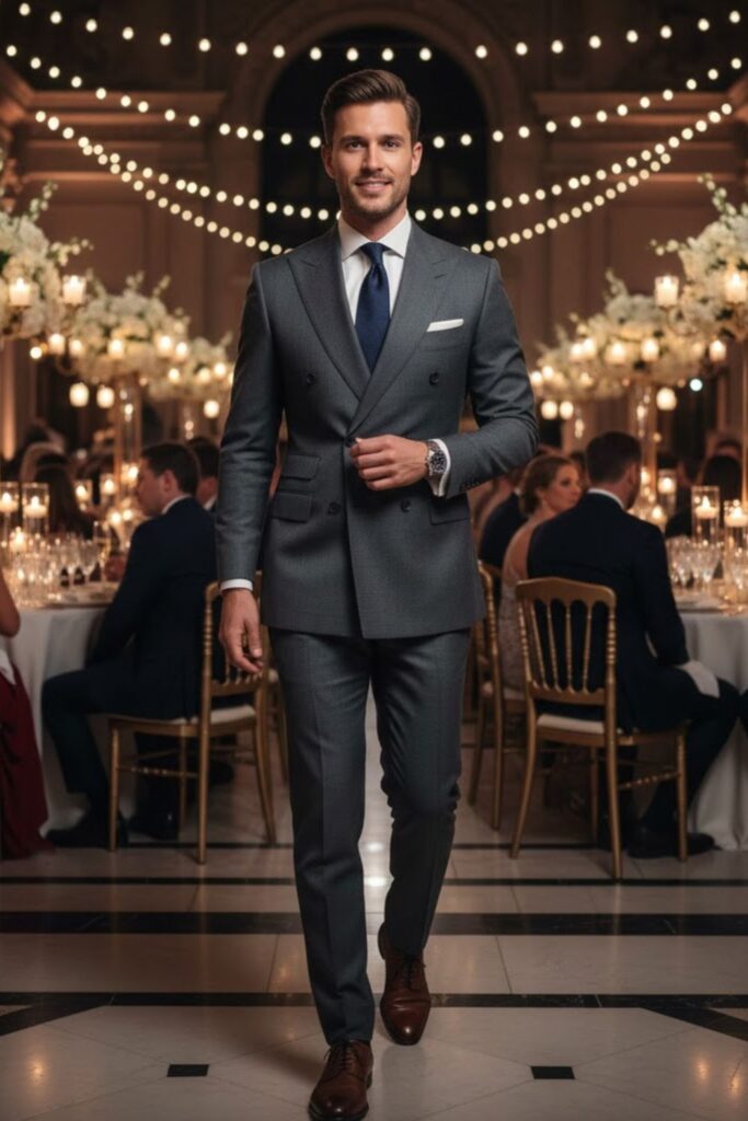 11. Double-Breasted Suit For Formal Impact
