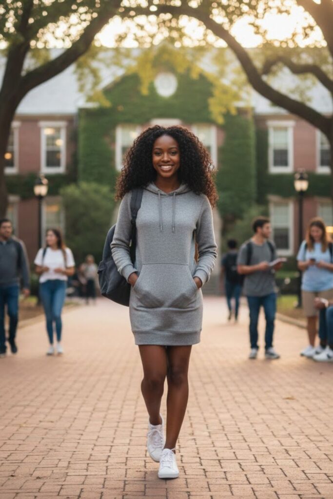 13. Hoodie Dress with Sneakers