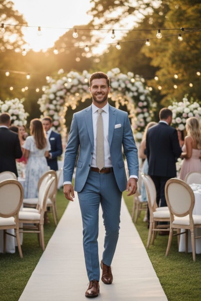 13. Light Blue Suit With White Shirt