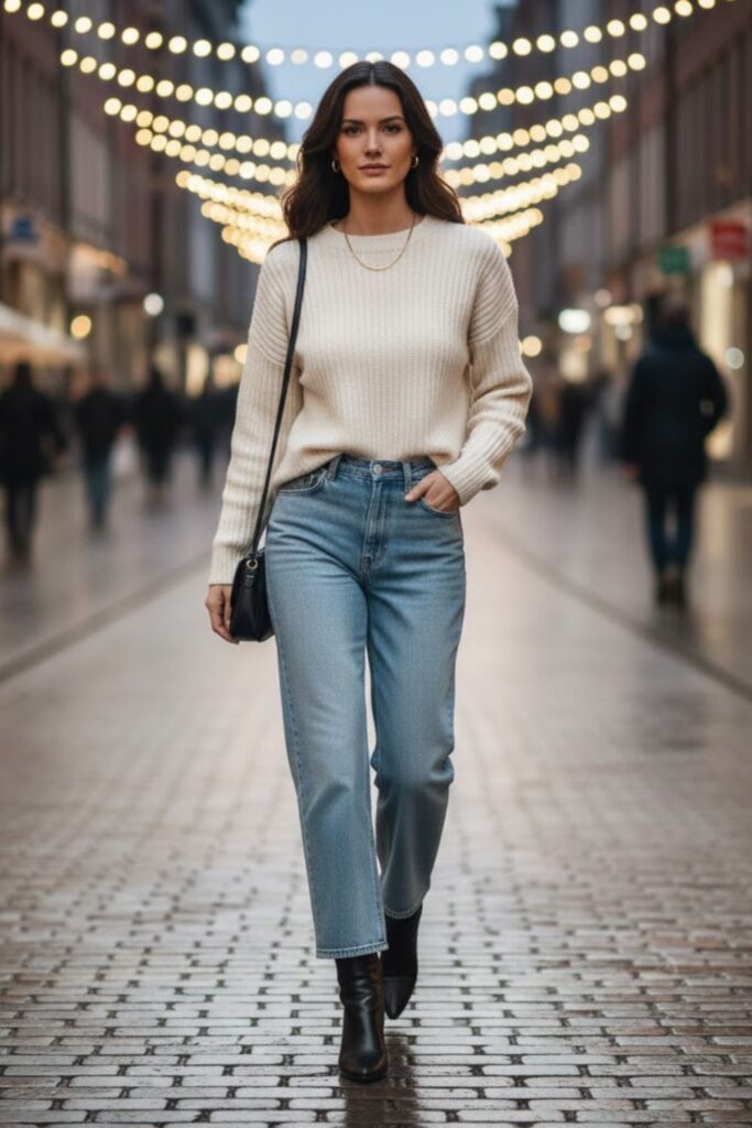 13. Textured Top and Denim Balance