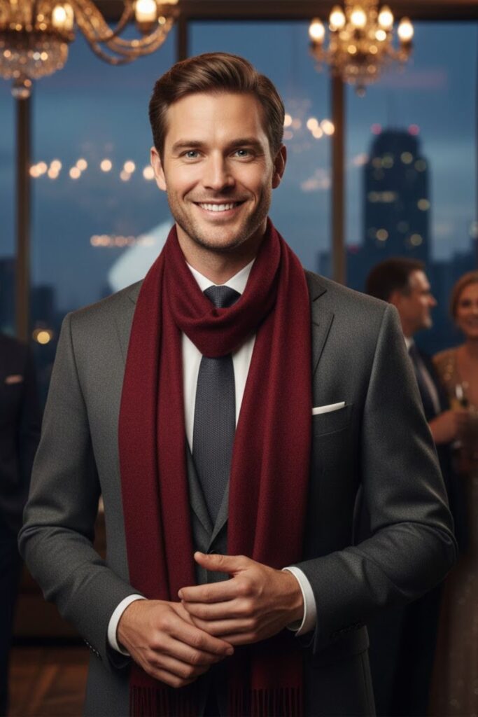 14. Evening Outfit with Elegant Scarf