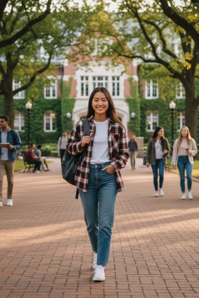 14. Flannel Shirt with T-Shirt and Jeans