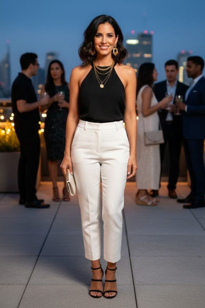 14. Halter Neck Top with Cropped Trousers