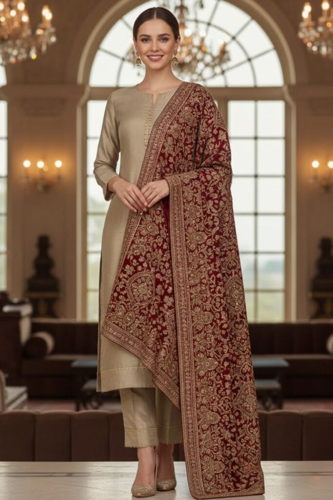 14. Straight Cut Suit With Heavy Dupatta