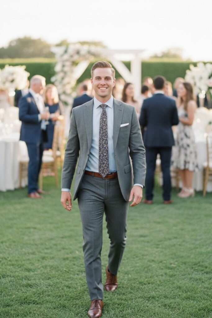 2. Grey Suit With Light Blue Shirt