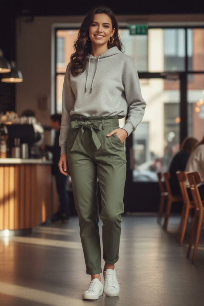 20. Hoodie with Paperbag Waist Pants