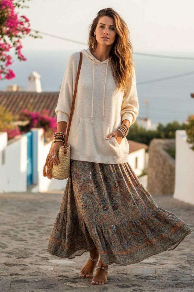 21. Hoodie and Maxi Skirt