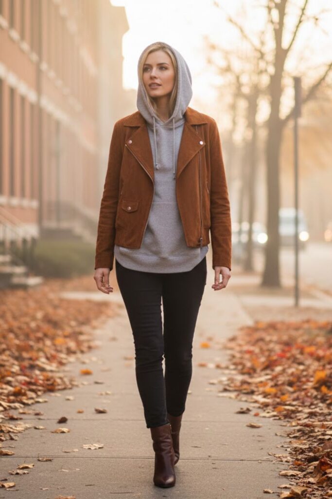 25. Hoodie with Suede Jacket