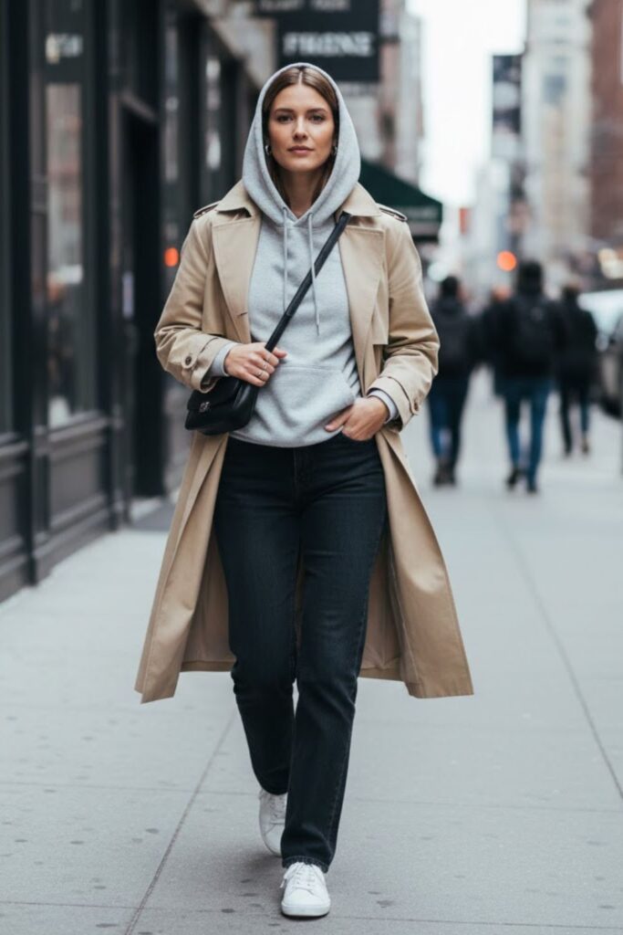 3. Hoodie and Trench Coat