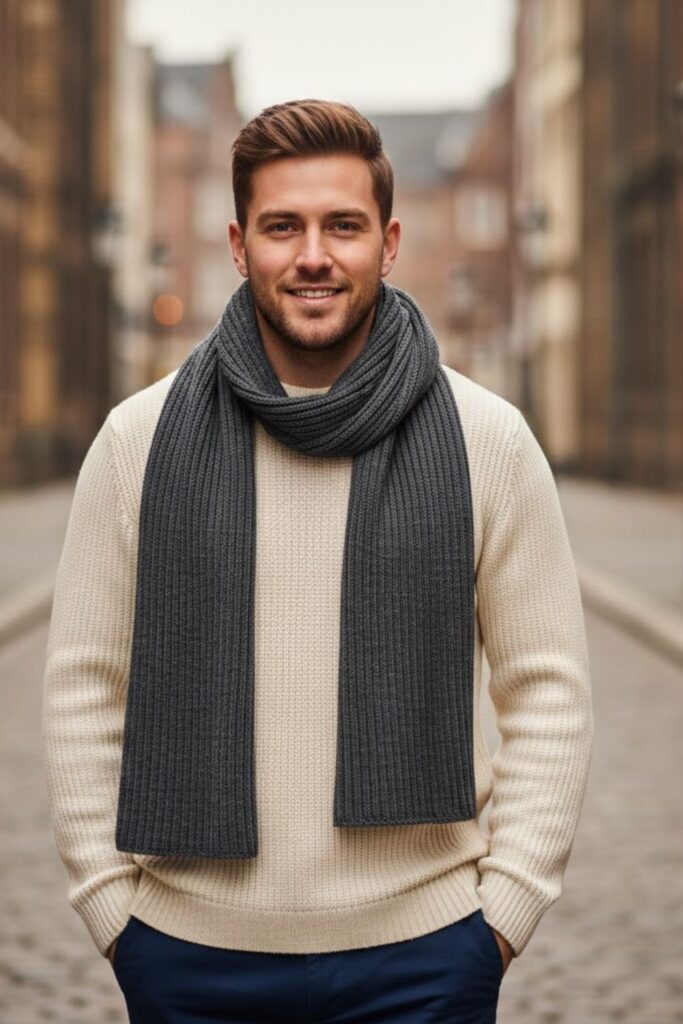 3. Knit Scarf with Sweater Outfit