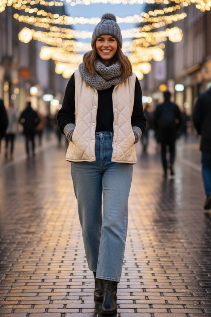 4. Layered Turtleneck and Vest Look