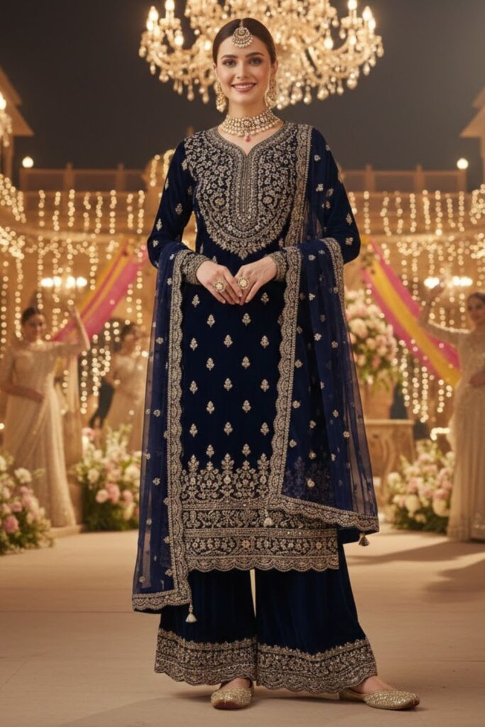 4. Palazzo Suit With Detailed Kurta