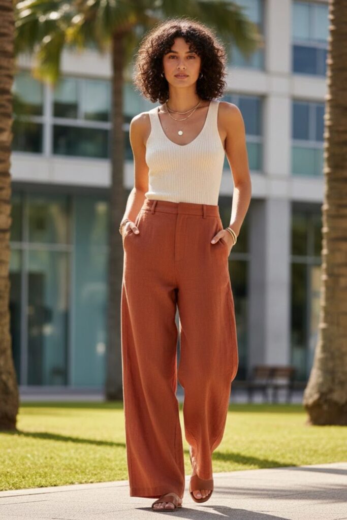 4. Tank Top with Wide-Leg Pants
