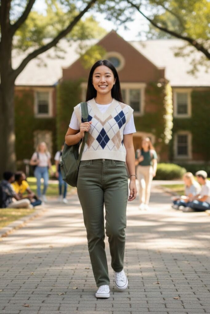 5. Sweater Vest with T-Shirt and Trousers