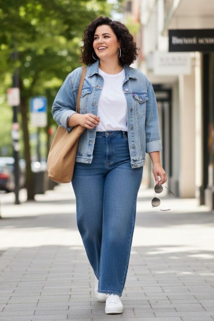 5. Wide Leg Jeans with a Denim Jacket