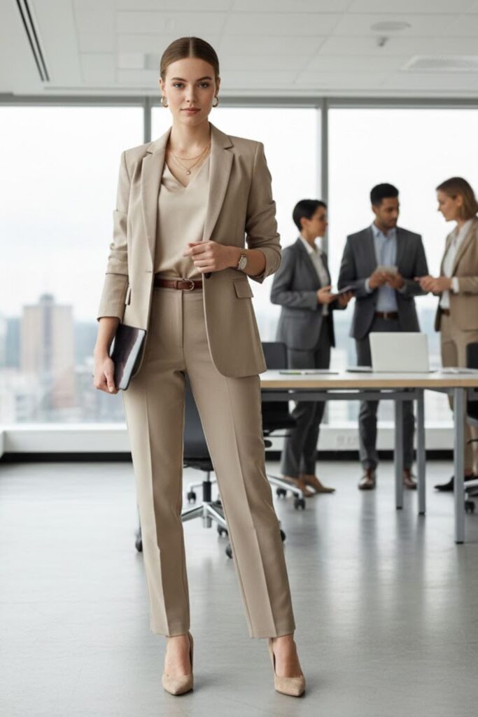 6. Monochrome Outfit with Subtle Accessories