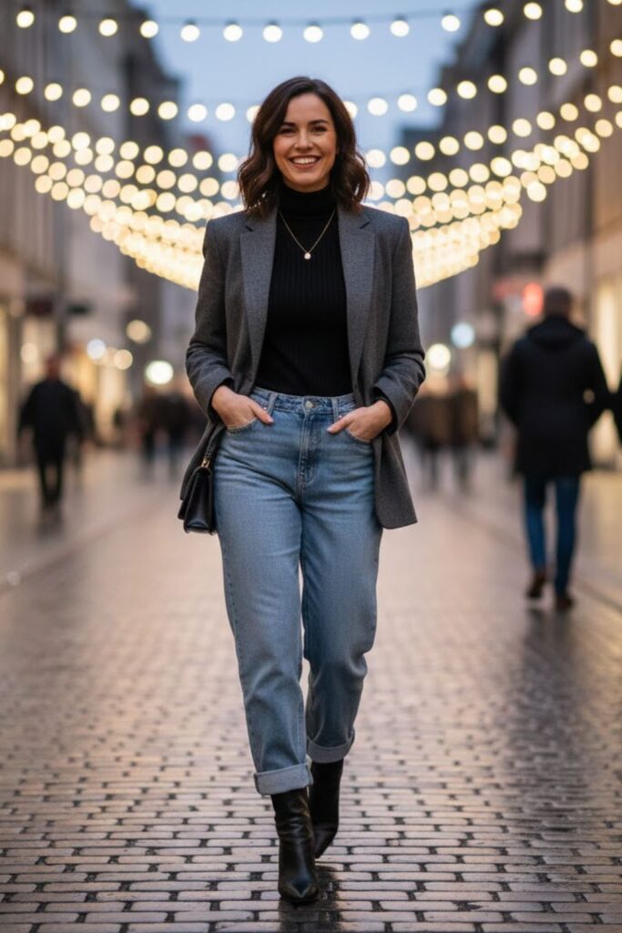 6. Wool Blazer and Turtleneck Combo
