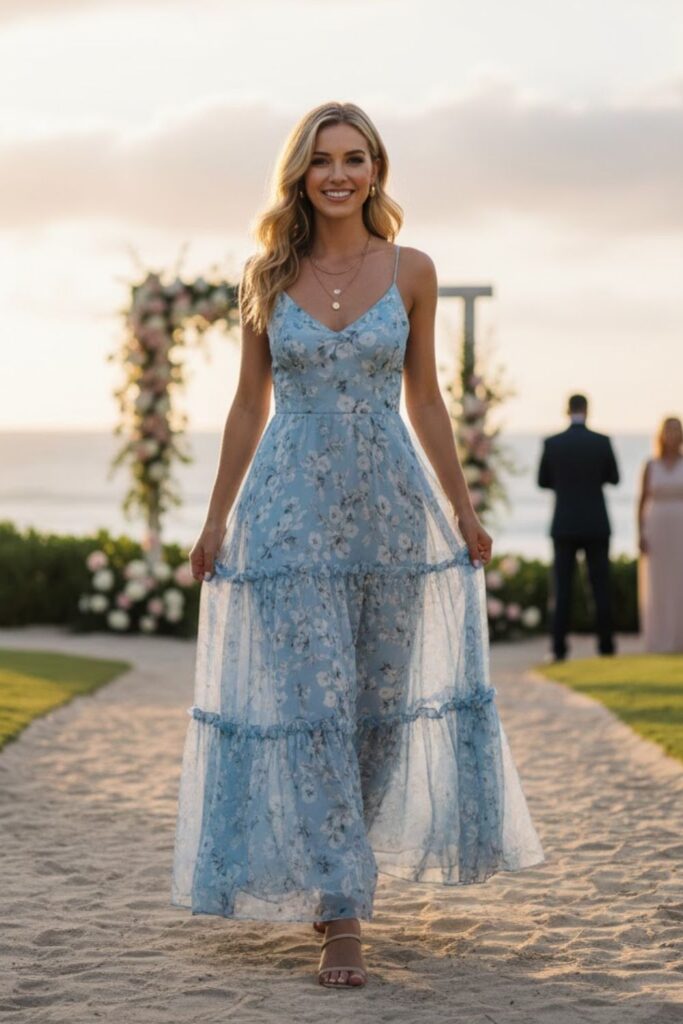 8. Chiffon Maxi Dress With Delicate Jewelry