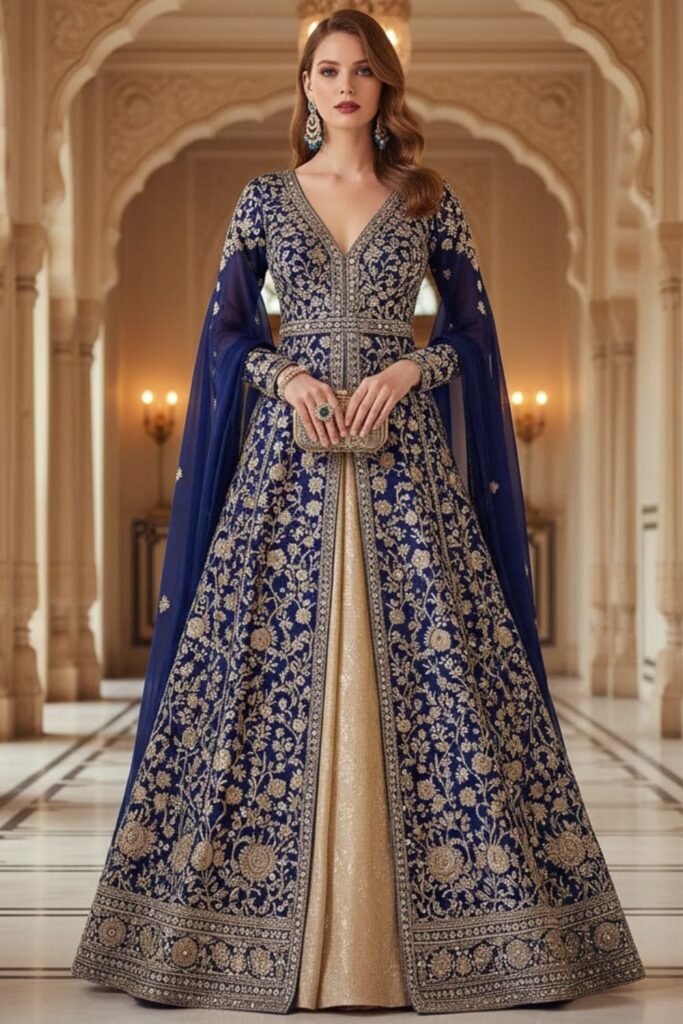 9. Indo-Western Gown With Traditional Details