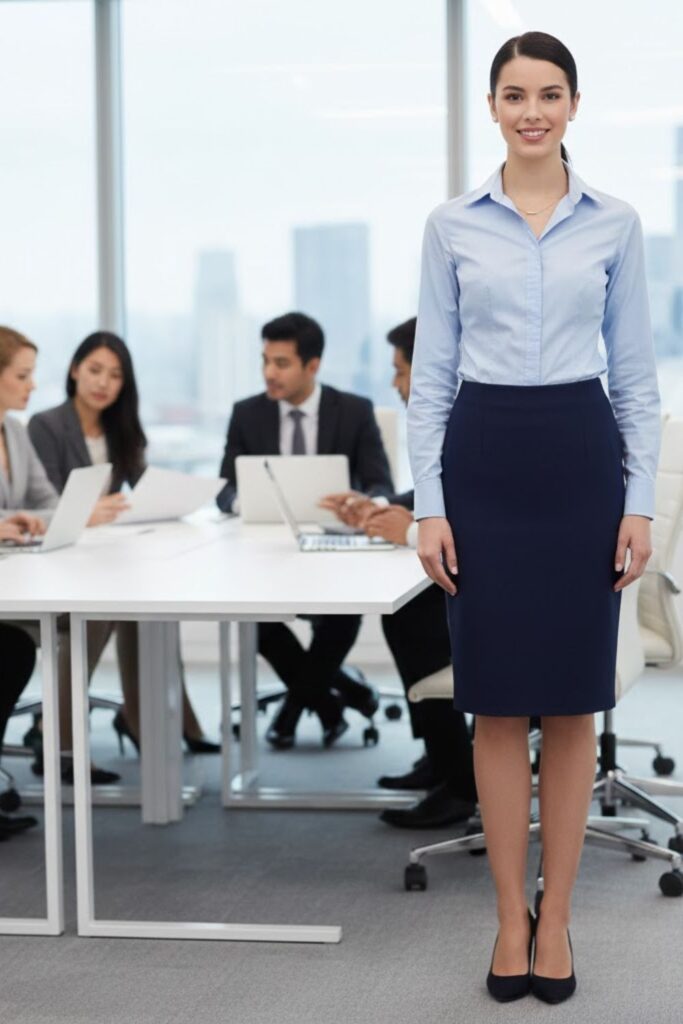 9. Pencil Skirt with Button-Up Shirt