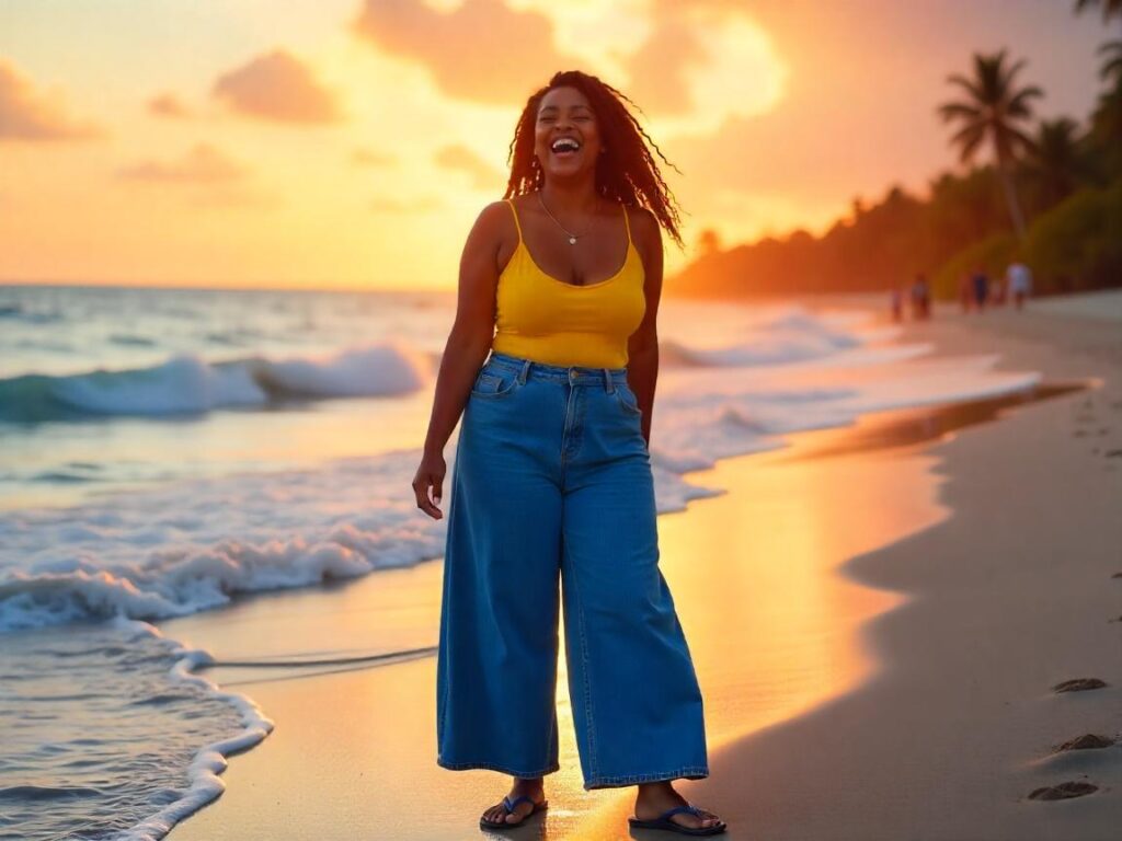 Blue Wide Leg Jeans Outfit