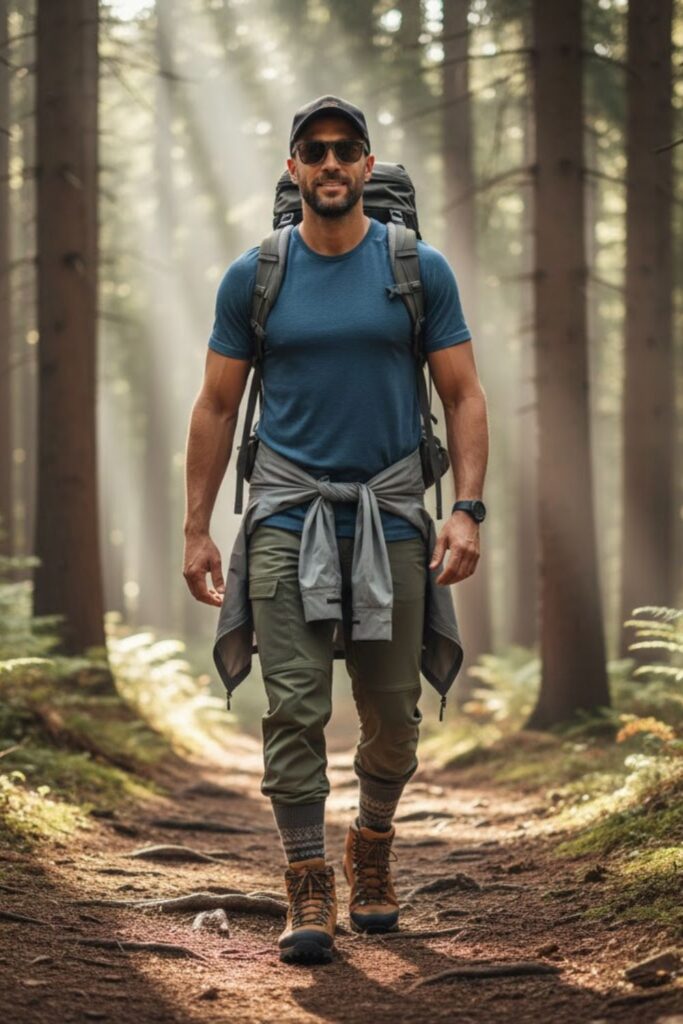 1. Classic Hiking Pants with Moisture-Wicking T-Shirt