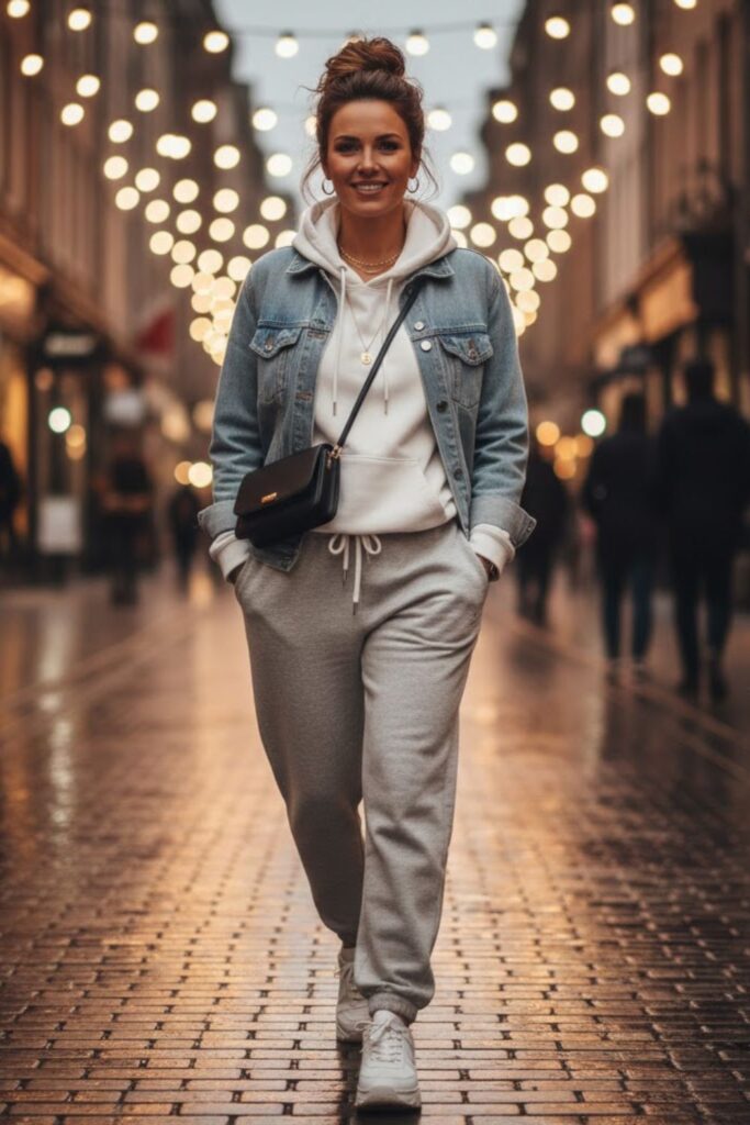 1. Grey Sweatpants with a White Oversized Hoodie
