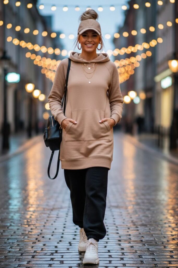 11. Hoodie Dress Over Sweatpants