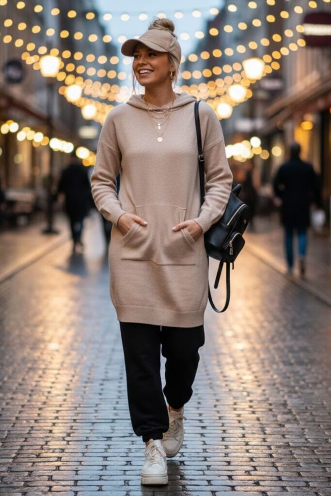 11. Hoodie Dress Over Sweatpants