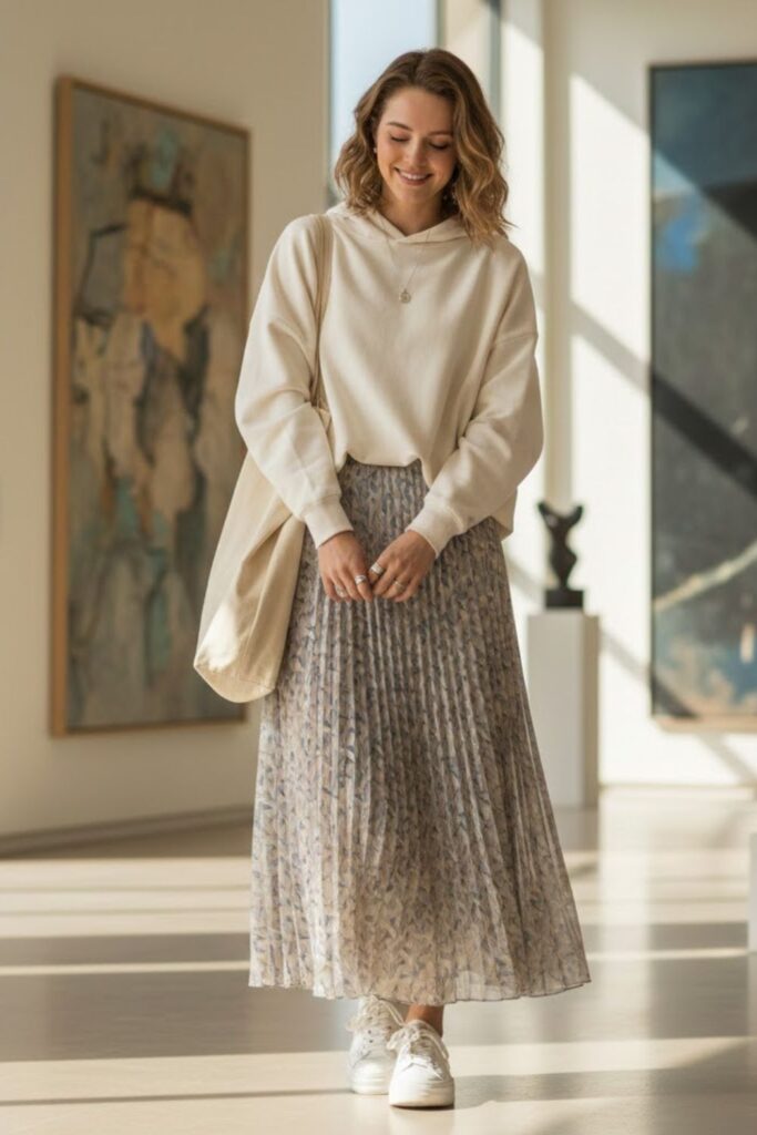 11. Oversized Hoodie with Maxi Skirt