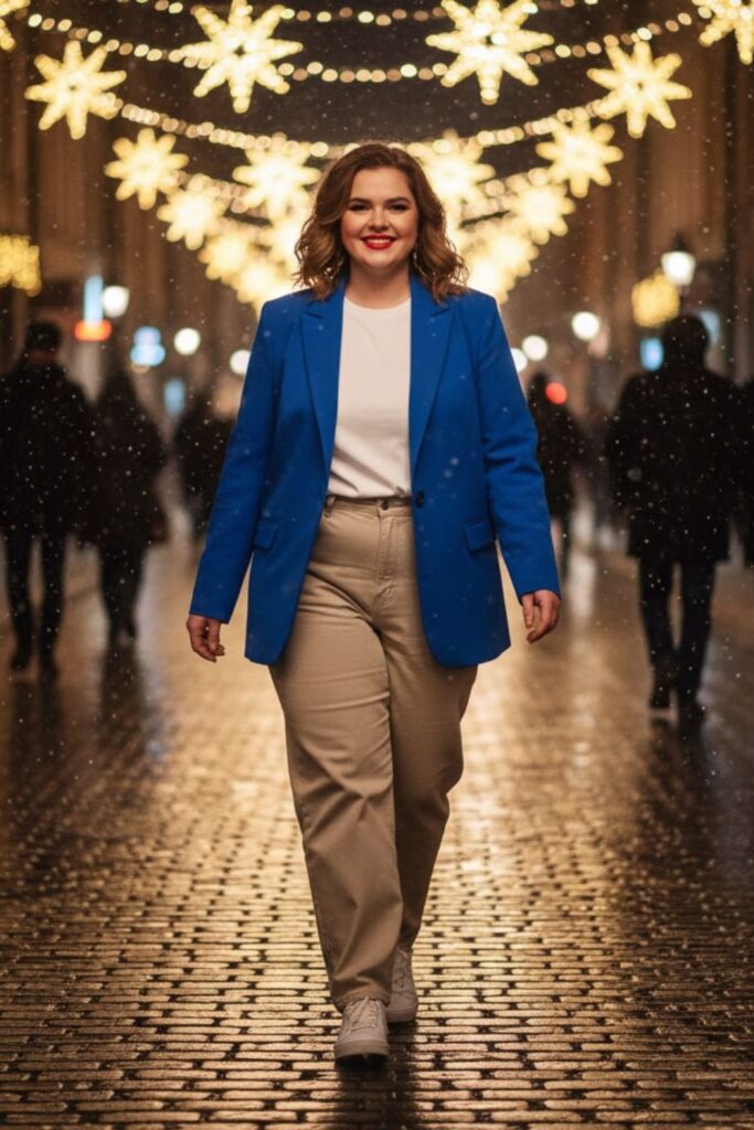 12. Bright or Statement Blazer with Baggy Jeans