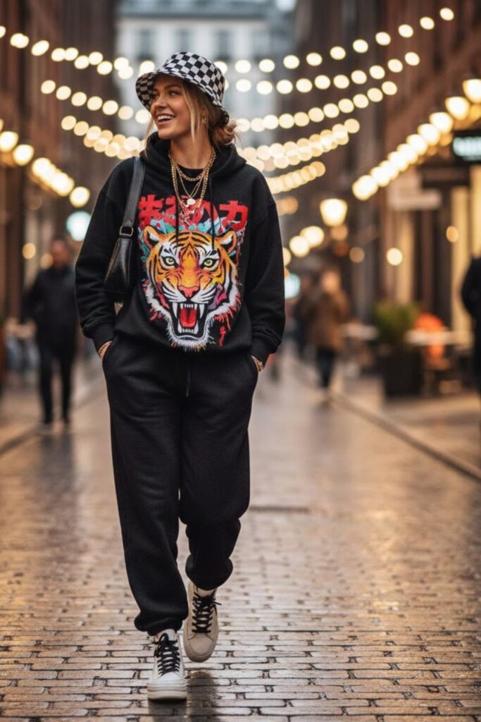 12. Graphic Hoodie and Sweatpants