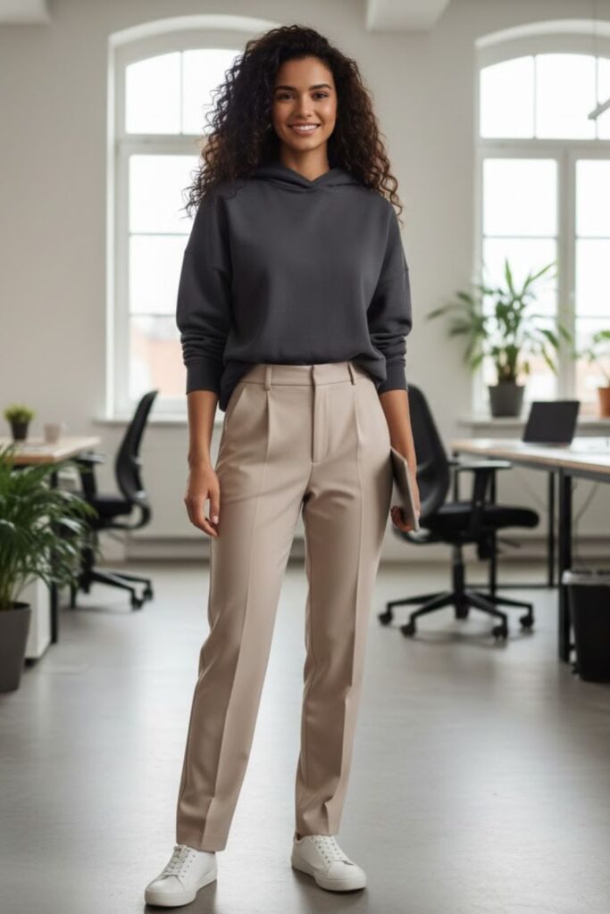 12. Oversized Hoodie with Tailored Trousers