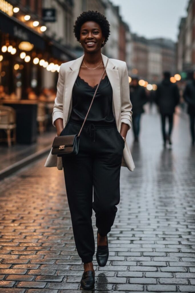 12. Satin Cami with Lightweight Blazer