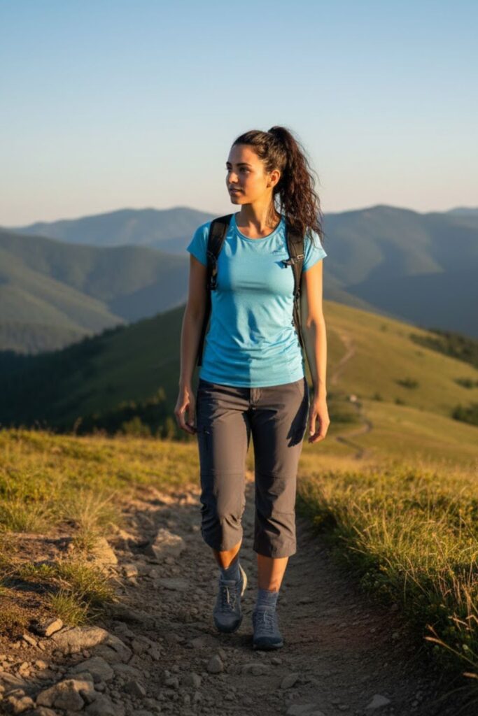 13. Capri Hiking Pants with Athletic Tee