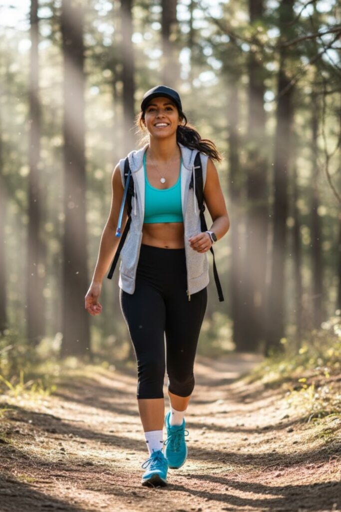 13. Patterned Capri Leggings with Sleeveless Hoodie