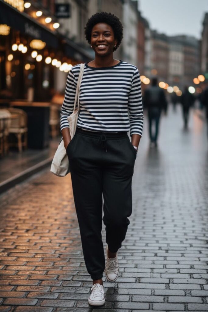 13. Striped Breton Tee and Canvas Sneakers