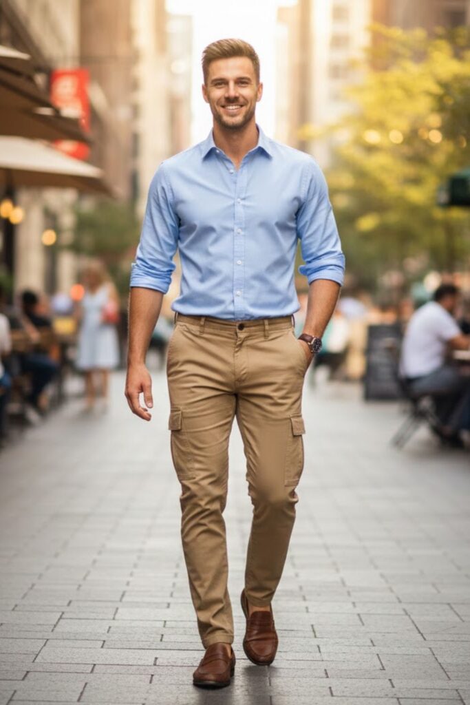 14. Cargo Pants With a Button-Down Shirt