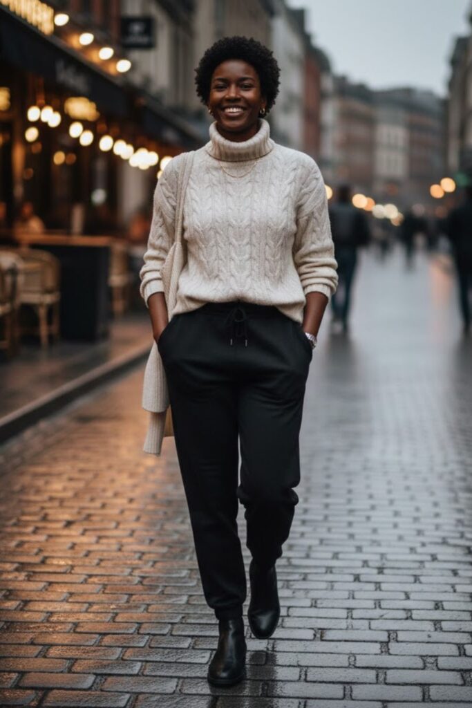 14. Cozy Knit Sweater and Chelsea Boots