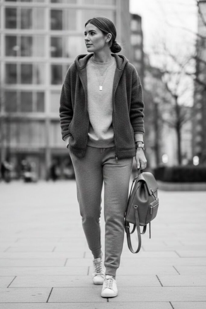 14. Grey Sweatpants with a Monochrome Outfit