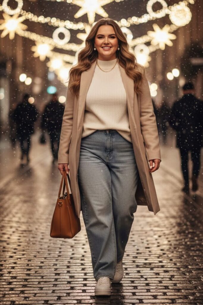 15. Neutral Blazer with Wide-Leg Baggy Jeans