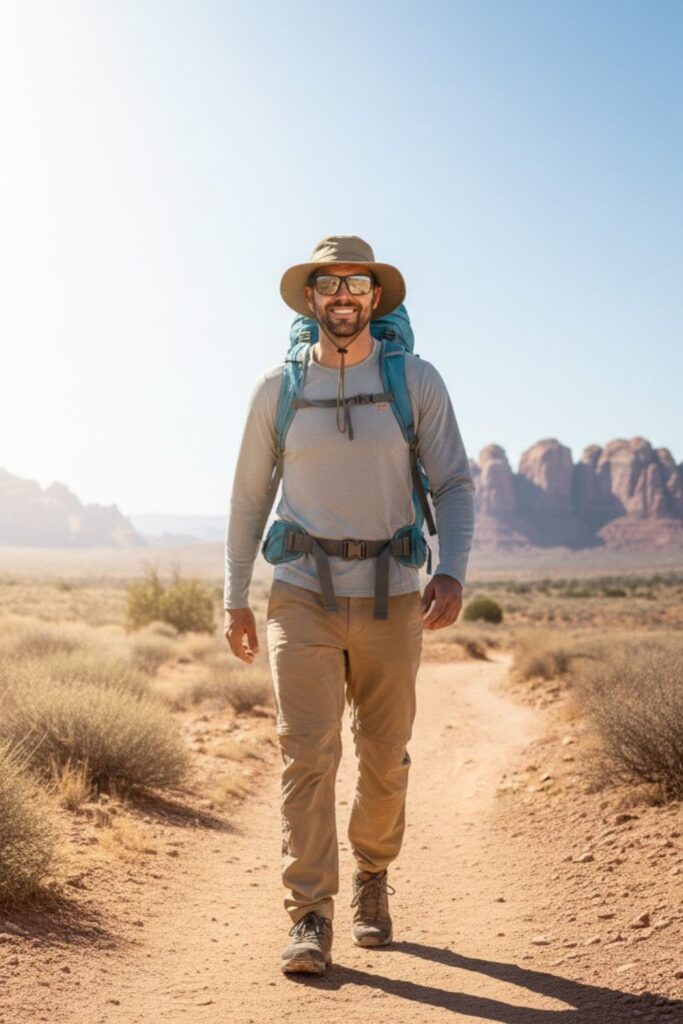 16. Summer Desert Hiking Outfit with Sun Protection