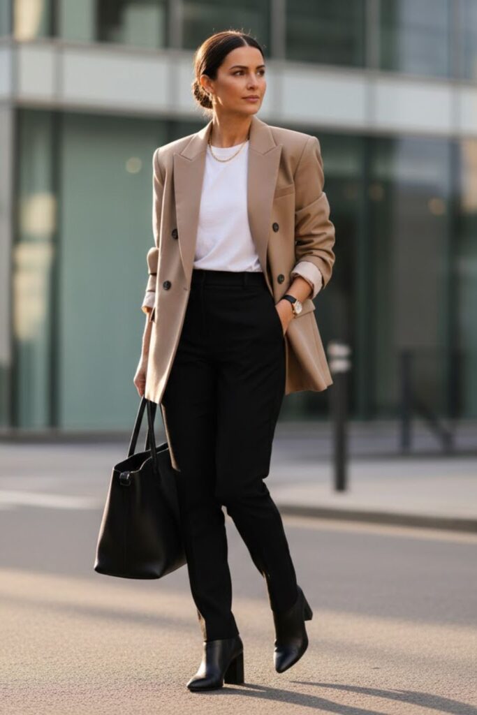 2. Black Trousers with Oversized Blazer