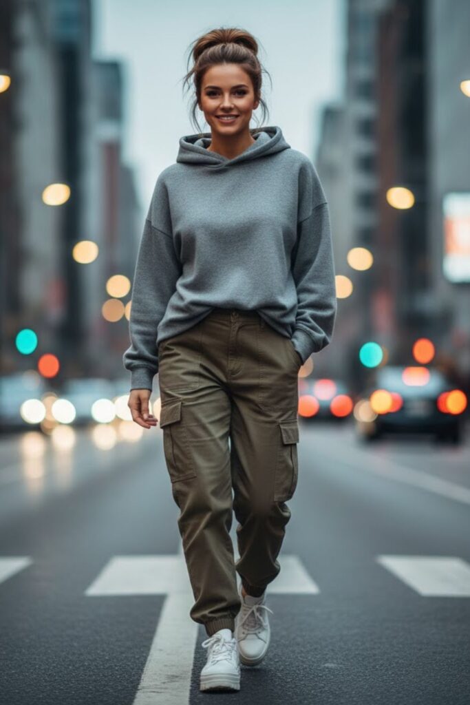 2. Cargo Pants With an Oversized Hoodie