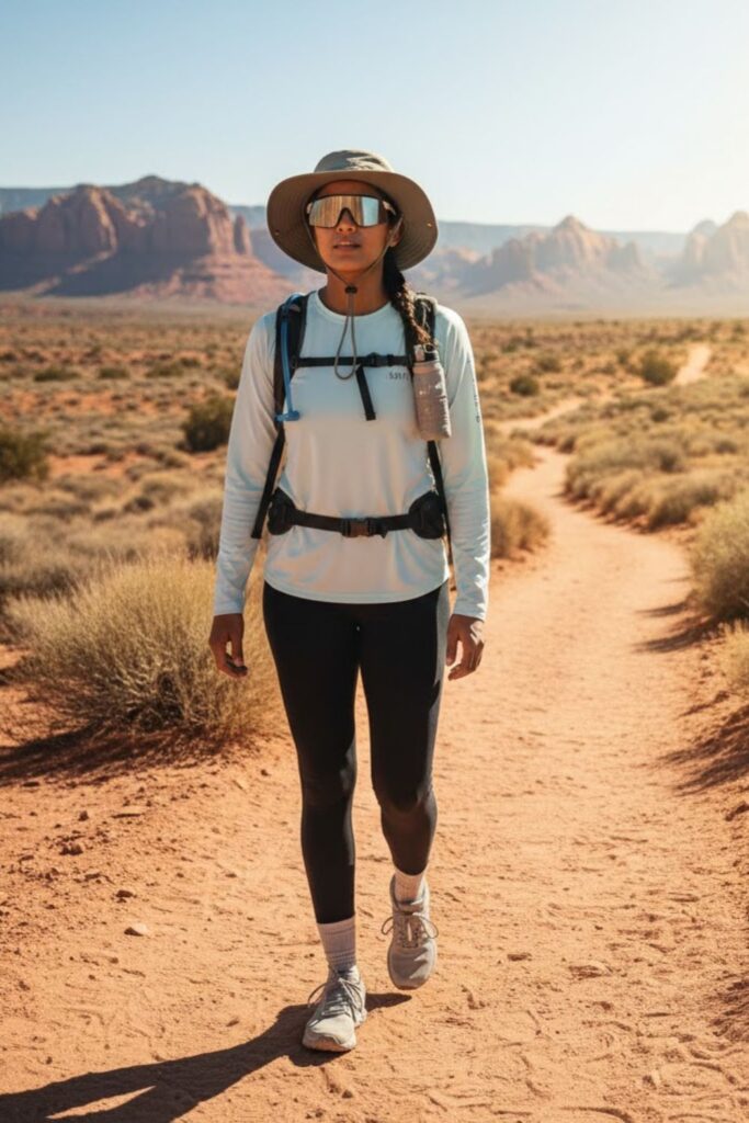 2. Leggings with Long Sleeve Sun Shirt for Bright Trails