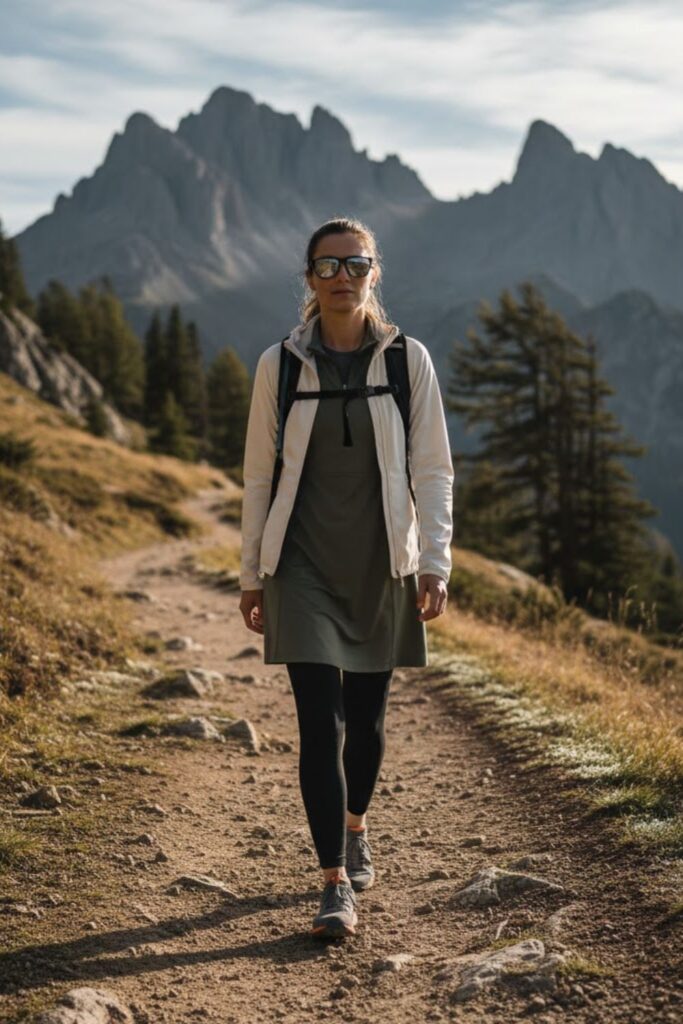 4. Hiking Dress with Built-In Leggings and Lightweight Jacket