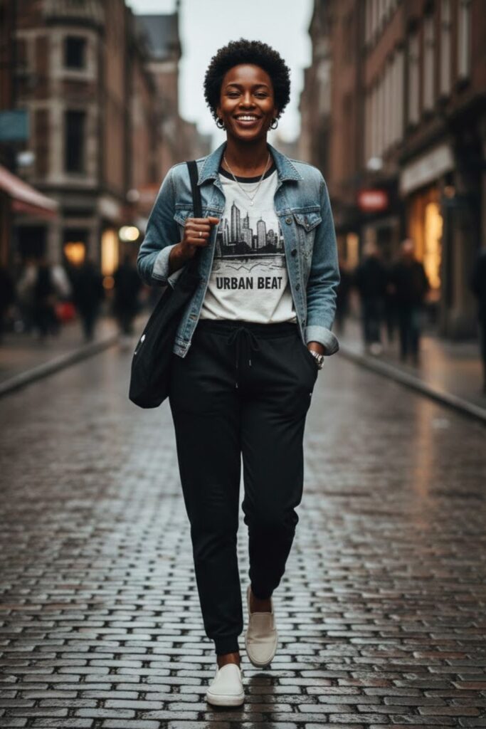 5. Denim Jacket with Graphic Tee